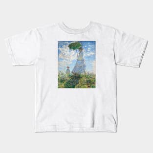 Claude Monet- Woman with a Parasol – Madame Monet and Her Son Kids T-Shirt